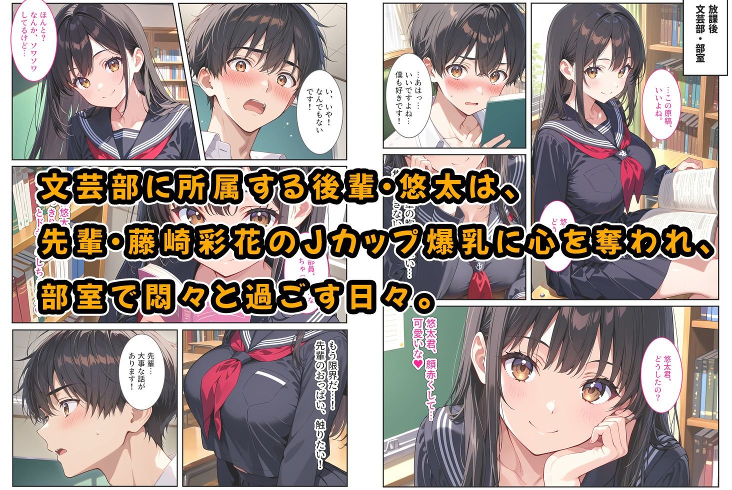 文芸部の先輩（爆乳）におっぱい揉ませてと土下座でお願いしたら… 1枚目