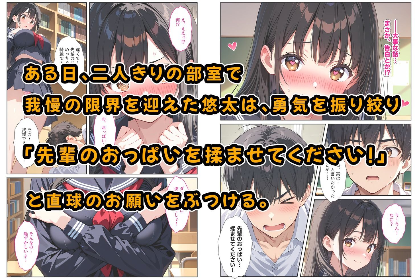 文芸部の先輩（爆乳）におっぱい揉ませてと土下座でお願いしたら… 2枚目
